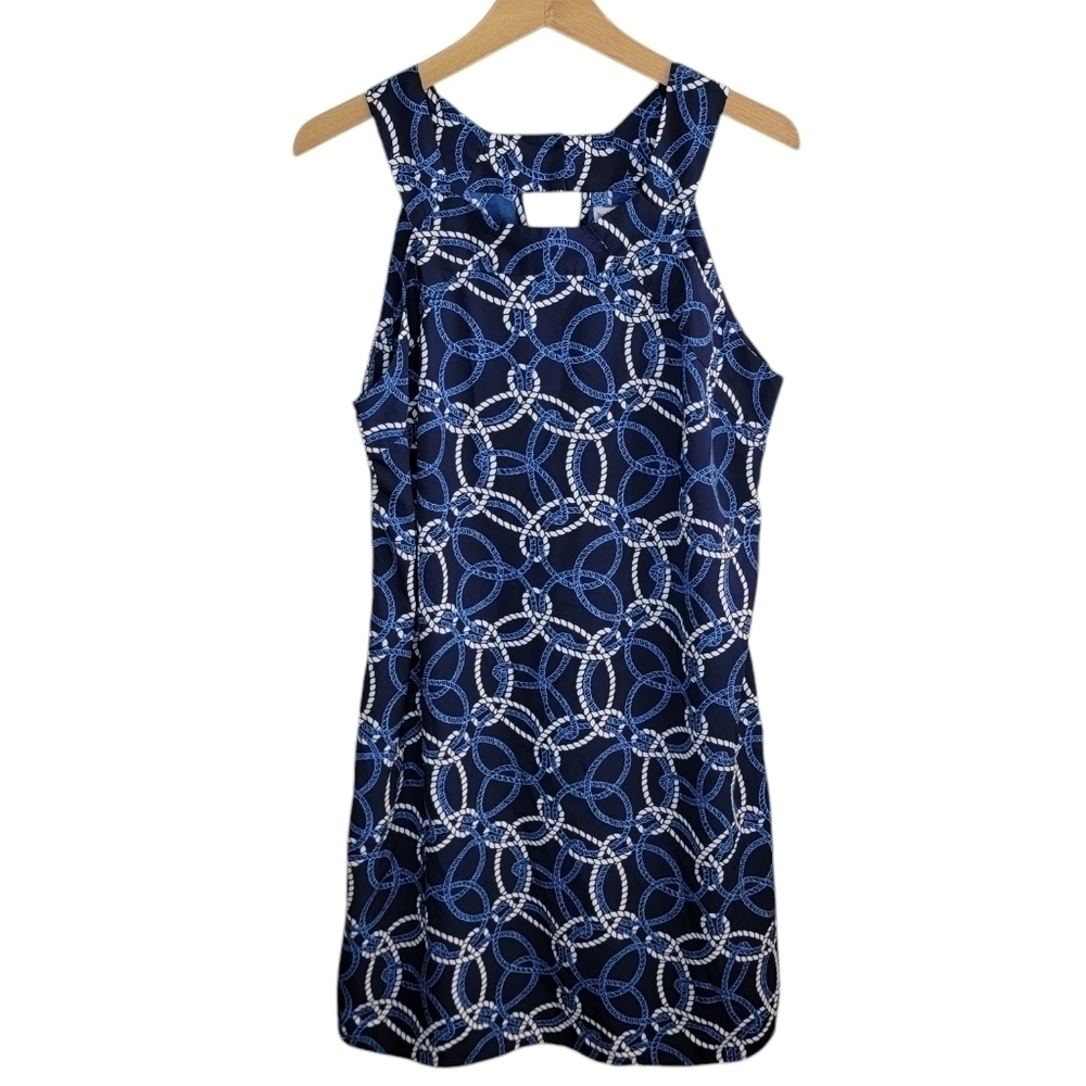 NWT Buckhead Betties Knot-ical Camilla Dress Navy White Rope Print Size XL